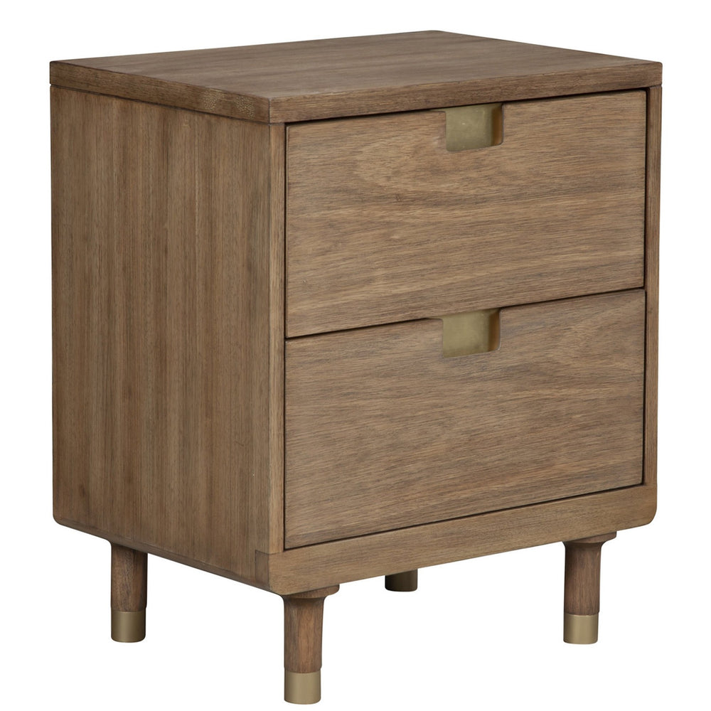 Homeroots Sandy Brown And Gold 2 Drawer Nightstand   399258