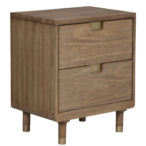 Homeroots Sandy Brown And Gold 2 Drawer Nightstand   399258