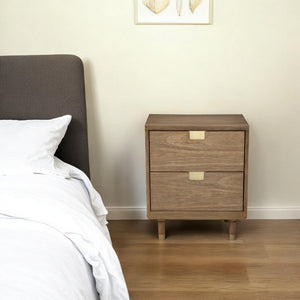 HomeRoots 25" Solid Wood Two-Drawer Nightstand with Metal Accents – Stylish, Durable, and Versatile Storage Solution 399258