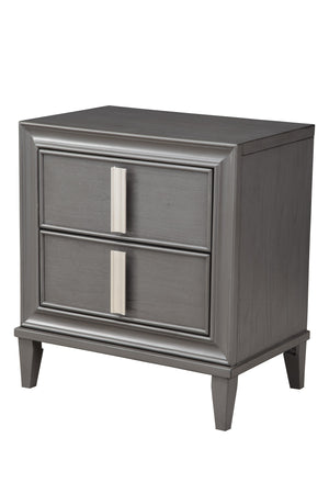 Homeroots 29" Dark Gray Two Drawer Contemporary Wood Nightstand   399260