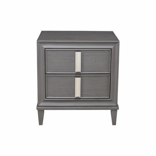 Homeroots 29" Dark Gray Two Drawer Contemporary Wood Nightstand   399260
