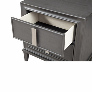 Homeroots 29" Dark Gray Two Drawer Contemporary Wood Nightstand   399260