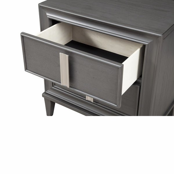 Homeroots 29" Dark Gray Two Drawer Contemporary Wood Nightstand   399260