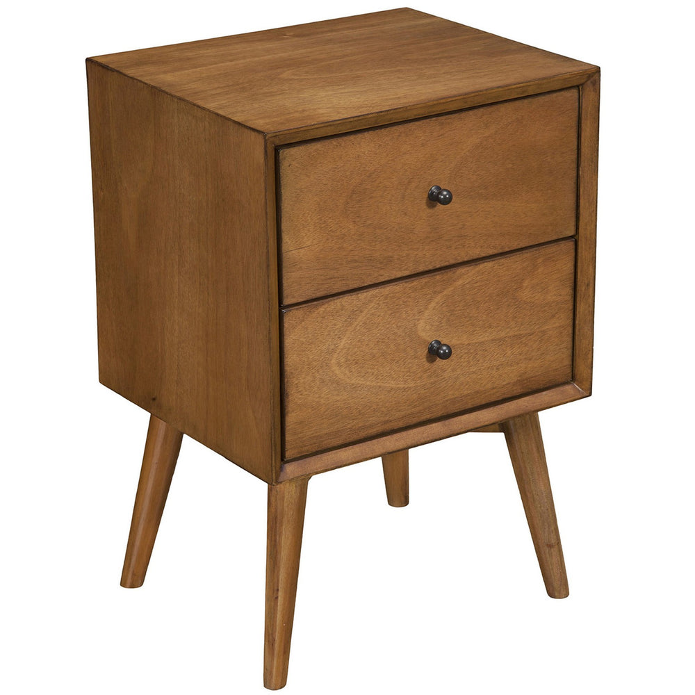 Homeroots Brown Century Modern Wood 2 Drawer Nightstand   399263