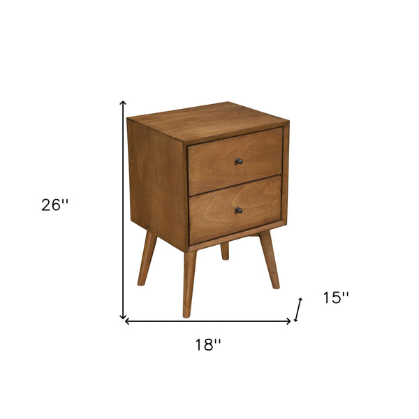 Homeroots Brown Century Modern Wood 2 Drawer Nightstand   399263