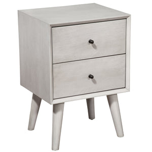 Homeroots Gray Century Modern Wood 2 Drawer Nightstand   399264