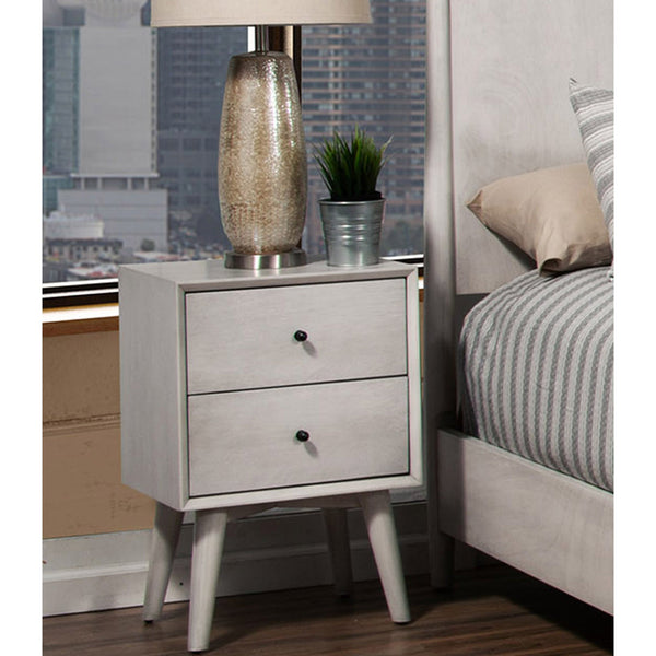 Homeroots Gray Century Modern Wood 2 Drawer Nightstand   399264