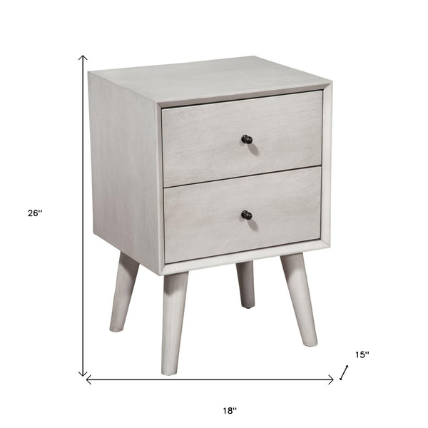 Homeroots Gray Century Modern Wood 2 Drawer Nightstand   399264