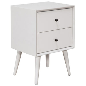 Homeroots White Century Modern Wood 2 Drawer Nightstand   399265