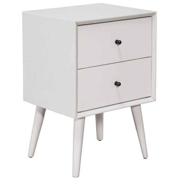 Homeroots White Century Modern Wood 2 Drawer Nightstand   399265