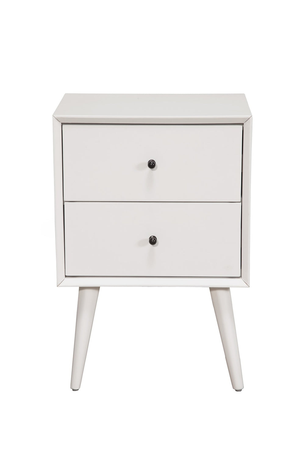 Homeroots White Century Modern Wood 2 Drawer Nightstand   399265