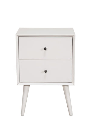 Homeroots White Century Modern Wood 2 Drawer Nightstand   399265