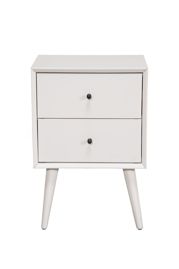 Homeroots White Century Modern Wood 2 Drawer Nightstand   399265
