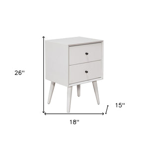 Homeroots White Century Modern Wood 2 Drawer Nightstand   399265