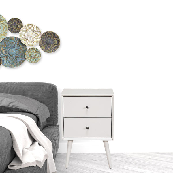Homeroots White Century Modern Wood 2 Drawer Nightstand   399265