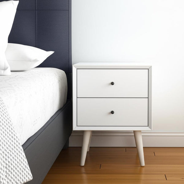 HomeRoots 26" Solid Wood Two-Drawer Nightstand – Mid-Century Modern Design, Stylish Storage & Compact Functionality 399265