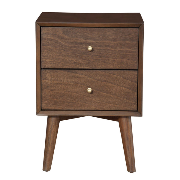 Homeroots 26" Brown Two Drawer Wood Nightstand   399266