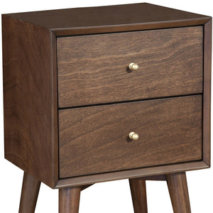 Homeroots 26" Brown Two Drawer Wood Nightstand   399266