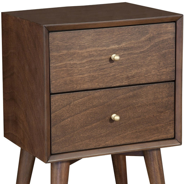 Homeroots 26" Brown Two Drawer Wood Nightstand   399266