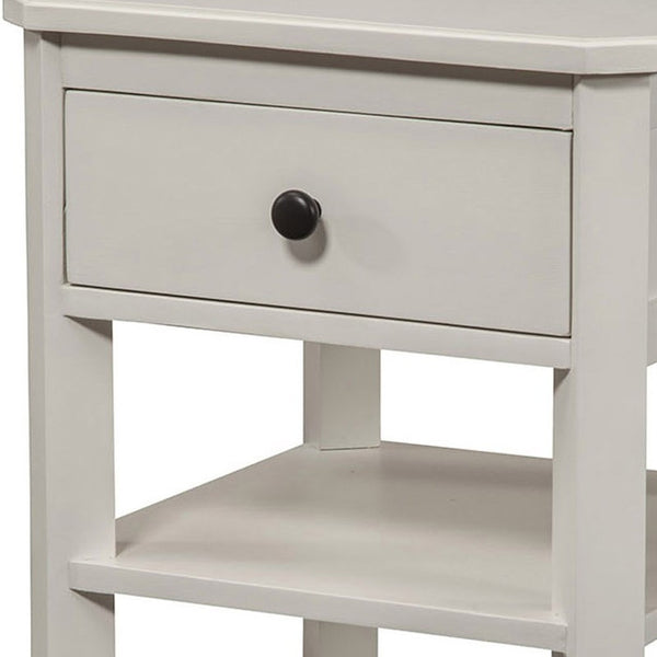 Homeroots Mahogany White One Drawer Flair Nightstand   399268