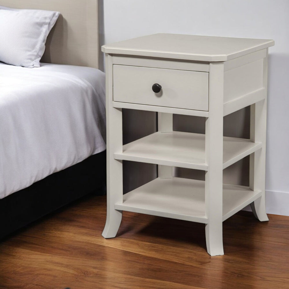 Homeroots Mahogany White One Drawer Flair Nightstand   399268