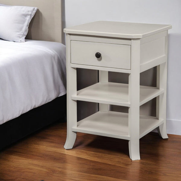 Homeroots Mahogany White One Drawer Flair Nightstand   399268