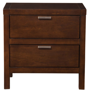 Homeroots 24" Brown Two Drawers Faux Wood Nightstand   399270
