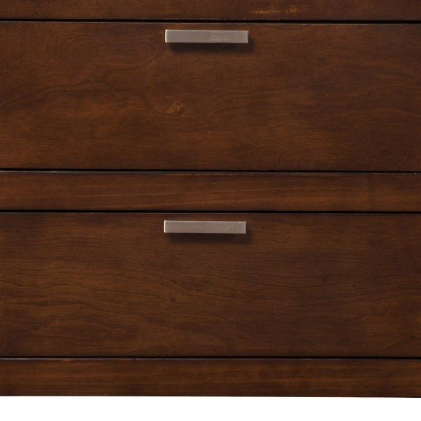 Homeroots 24" Brown Two Drawers Faux Wood Nightstand   399270