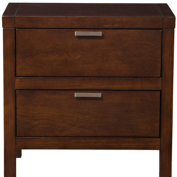 Homeroots 24" Brown Two Drawers Faux Wood Nightstand   399270