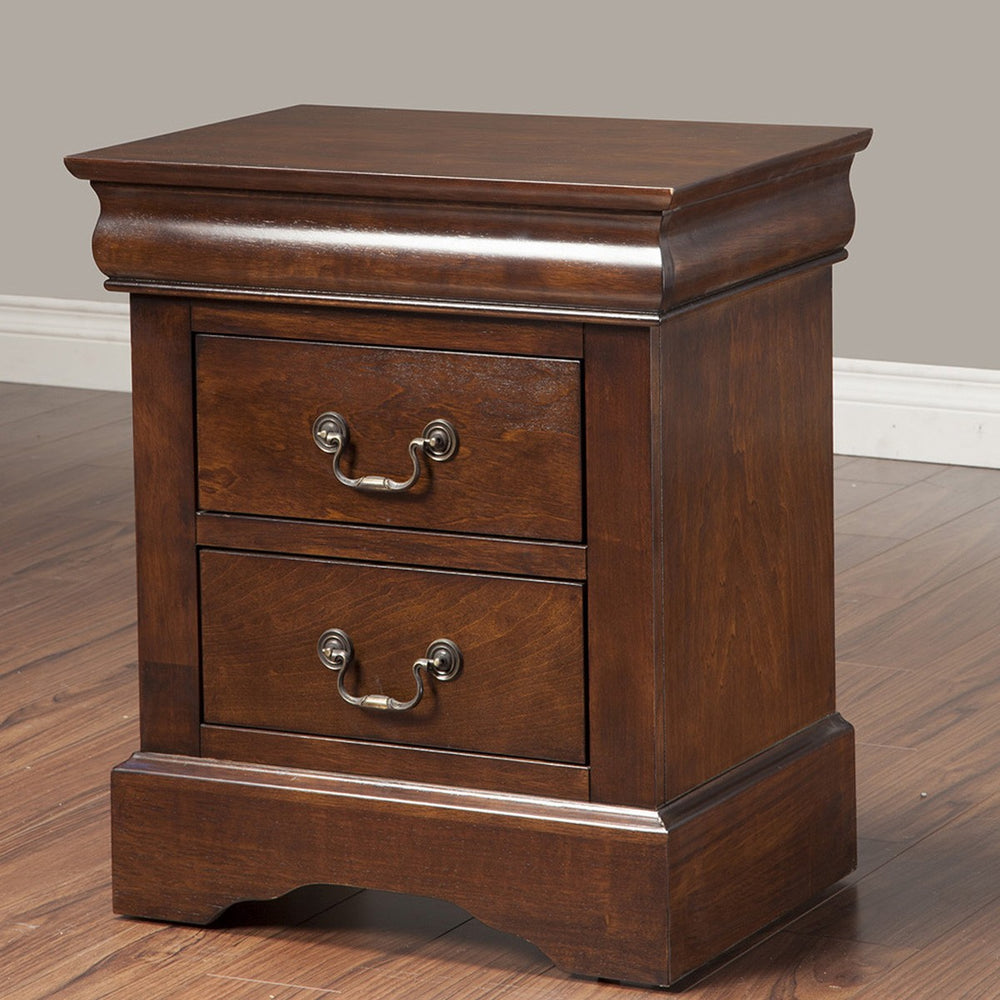 Homeroots Solid Wood Cappuccino 2 Drawer Nightstand   399271