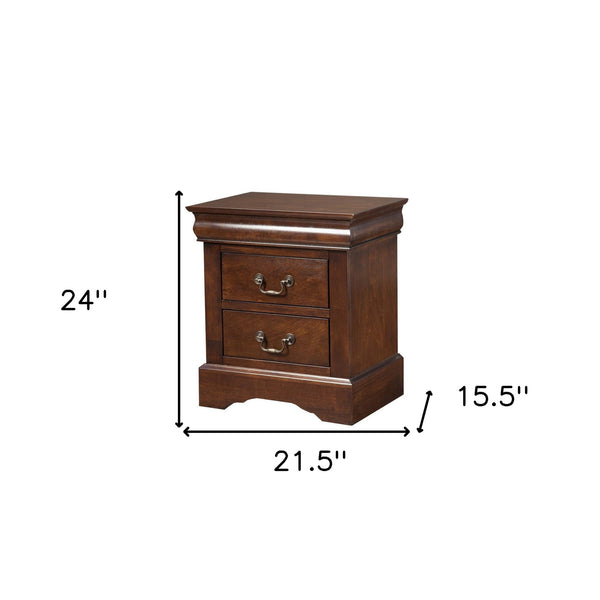Homeroots Solid Wood Cappuccino 2 Drawer Nightstand   399271