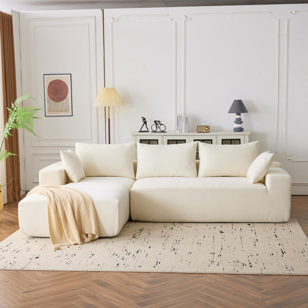 English Elm 108*68 Extra-Deep Modular Chenille Sofa - Cloud Comfort For 4, Fully Assembled White Sectional W1829S00060
