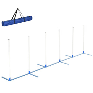 English Elm PawHut Adjustable Dog Agility Weave Poles Kit with Carry Bag — Portable, Durable 600D Oxford Trainer W2225P173787