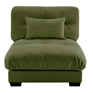 English Elm Milano Velvet Armless Sofa Plush Cloud Cushions Modular Living Room Lounge Seating Olive Green W714P293268