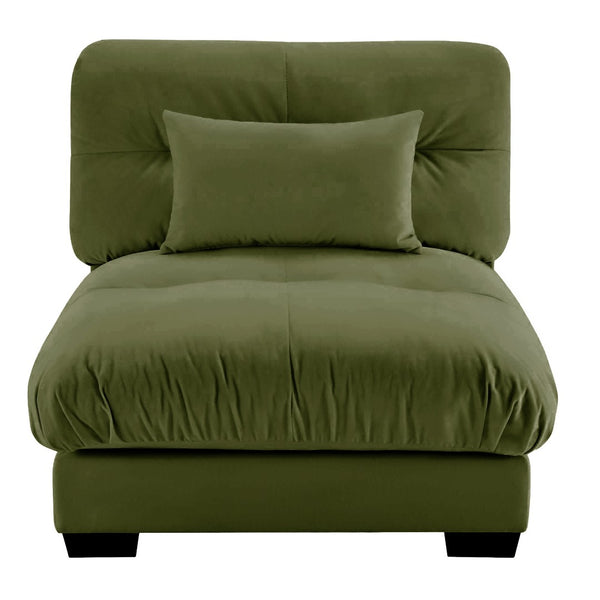 English Elm Milano Velvet Armless Sofa Plush Cloud Cushions Modular Living Room Lounge Seating Olive Green W714P293268