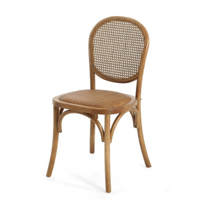 English Elm Christopher Knight Home® - DINING Chairs with Birch Wood Frame and Rattan Backrest, Foam Seat, Vintage Curved Design, Set of 2 Light Brown N779P192530L