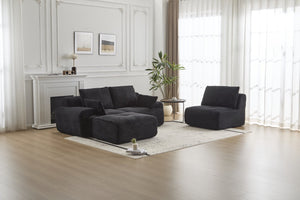 English Elm Modern Memory Foam Compressed Sofa — Pet-Friendly Corduroy Modular Sectional, Cloud-Like Comfort, No Assembly Black W3723S00010