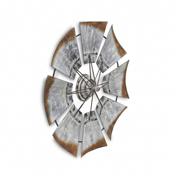Homeroots Metal Windmill Shaped Wall Decor  Steel 399594