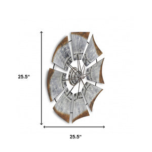 Homeroots Metal Windmill Shaped Wall Decor  Steel 399594