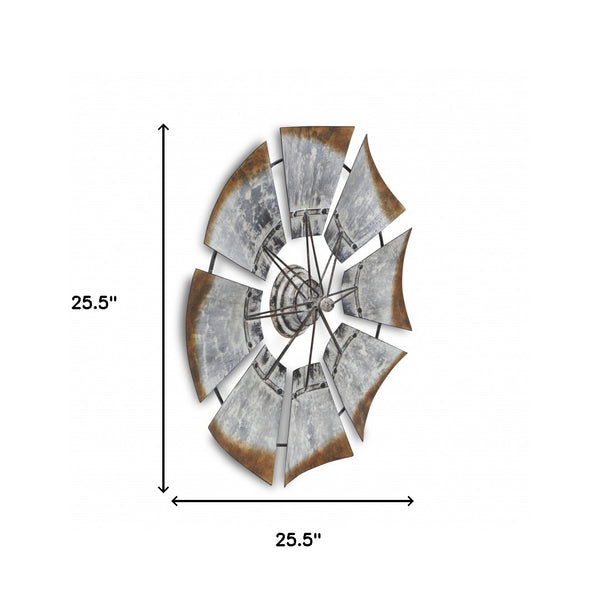 Homeroots Metal Windmill Shaped Wall Decor  Steel 399594