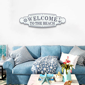 Homeroots Welcome To The Beach Metal Wall Plate  Steel 399599