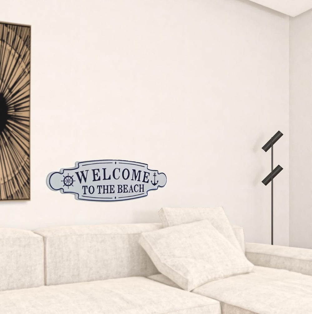 Homeroots Welcome To The Beach Metal Wall Plate  Steel 399599