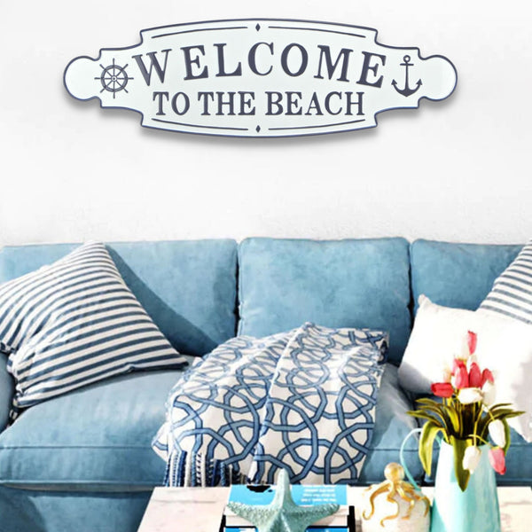 Homeroots Welcome To The Beach Metal Wall Plate  Steel 399599