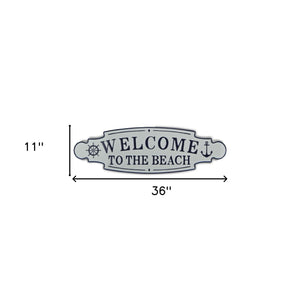 Homeroots Welcome To The Beach Metal Wall Plate  Steel 399599