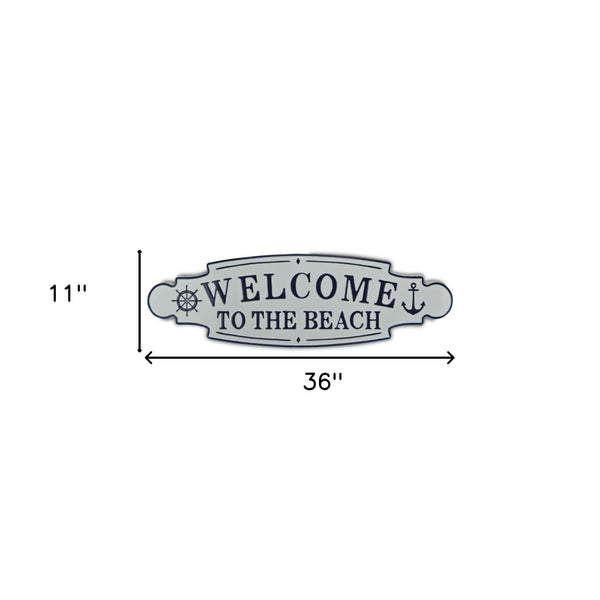 Homeroots Welcome To The Beach Metal Wall Plate  Steel 399599