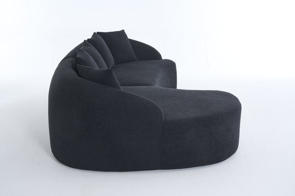 English Elm New Modular Chenille Sectional with Deep Curved Chaise and High-density Foam Seating W2231S00054