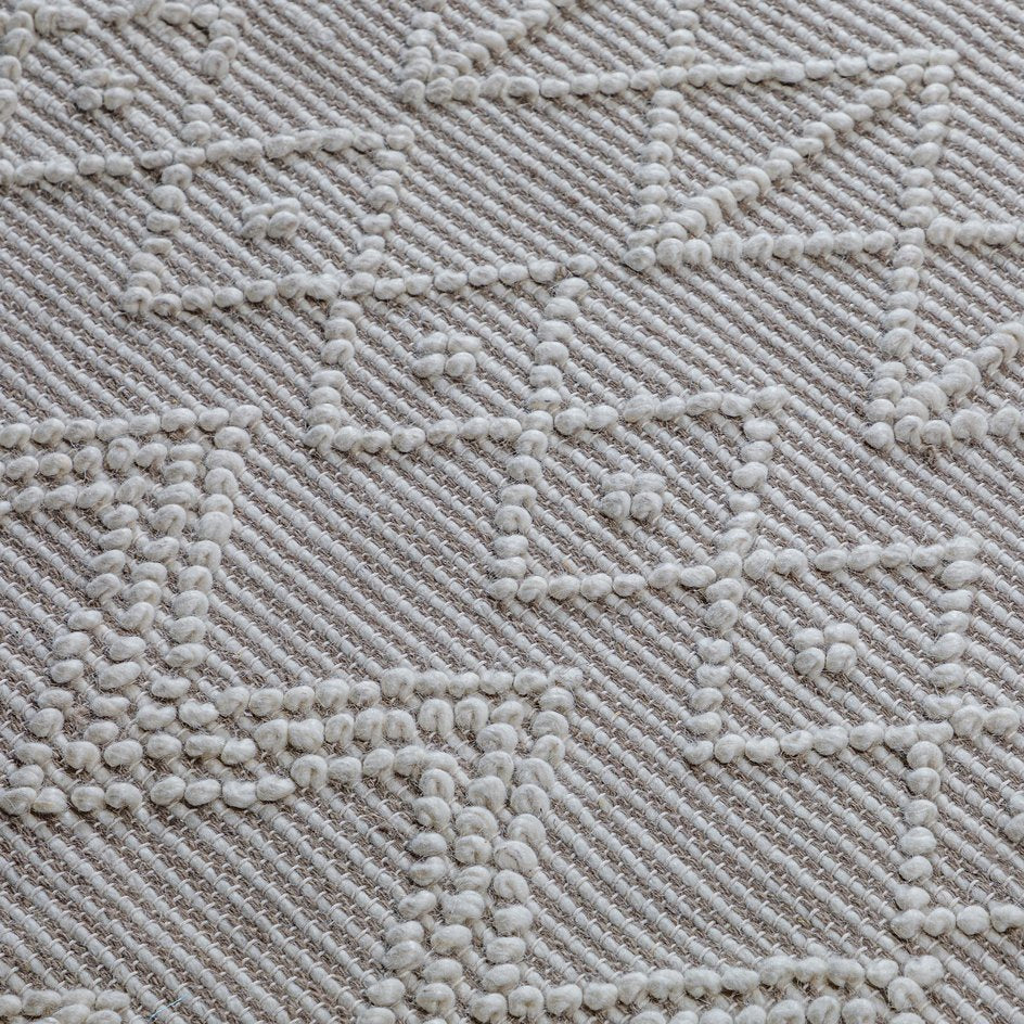 English Elm Orton 6 x 9 Area Rug Ivory Taupe Handwoven Wool Blend Geometric Pattern with Hand-Knotted Fringe B136P188393