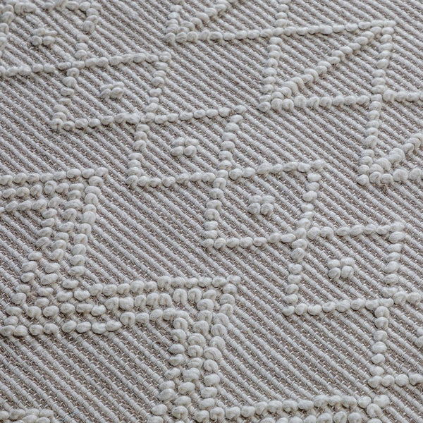 English Elm Orton 6 x 9 Area Rug Ivory Taupe Handwoven Wool Blend Geometric Pattern with Hand-Knotted Fringe B136P188393