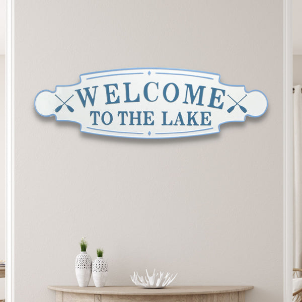 Homeroots Welcome To The Lake Metal Wall Plate  Steel 399600