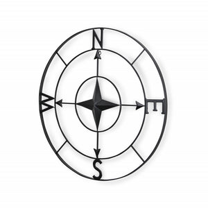 Homeroots Black Metal Compass Shaped Wall Decor  Steel 399601